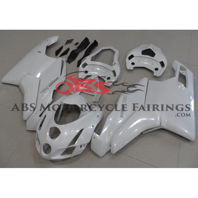 Ducati 749 (2003-2004) White Fairings Clear Windscreen: Free No Seat Cowl No Bolt Kit