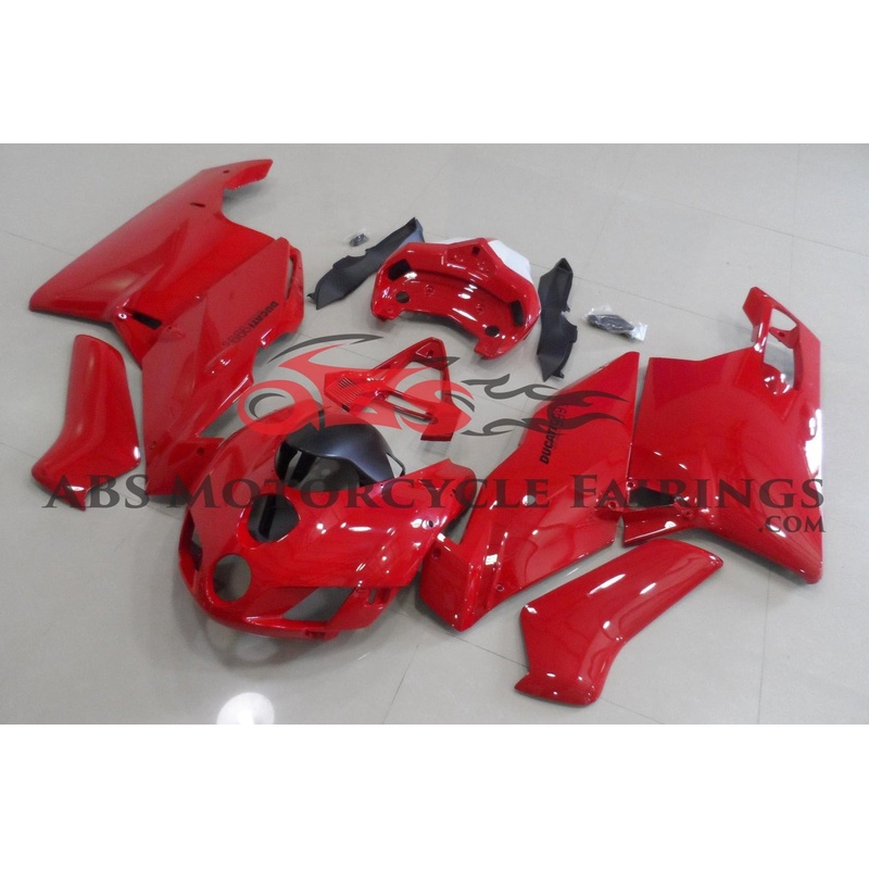 Ducati 749 (2005-2006) Red Fairings Clear Windscreen: Free No Seat Cowl No Bolt Kit