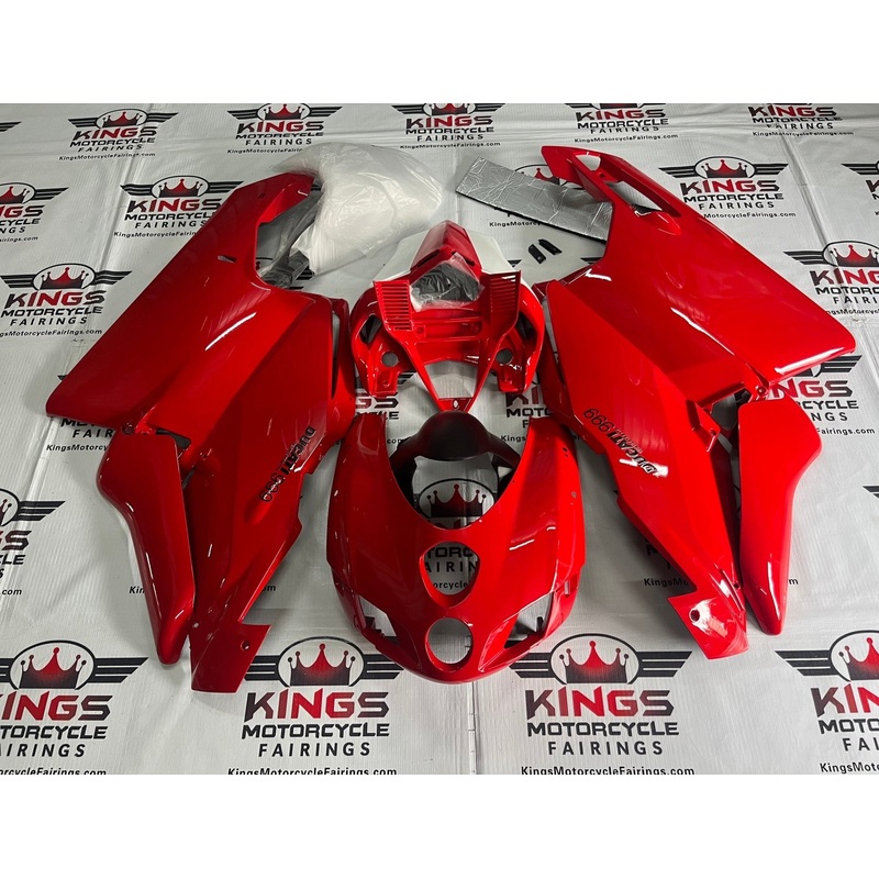 Ducati 999 (2005-2006) Red Fairings Clear Windscreen: Free No Seat Cowl No Bolt Kit