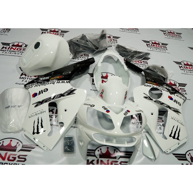 Fairing kit for a KAWASAKI NINJA ZX12R (2002-2006) WHITE & BLACK MONSTER ENERGY No Seat Cowl No Bolt Kit No Tank