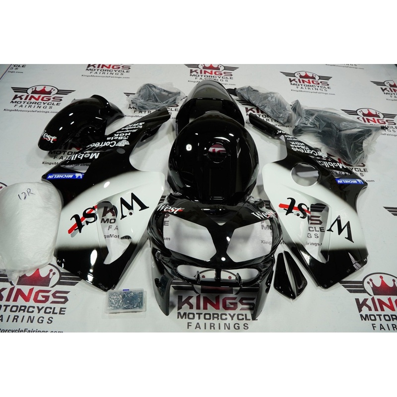 Fairing kit for a KAWASAKI NINJA ZX12R (2002-2006) WHITE & BLACK WEST MOBIL No Seat Cowl No Bolt Kit No Tank