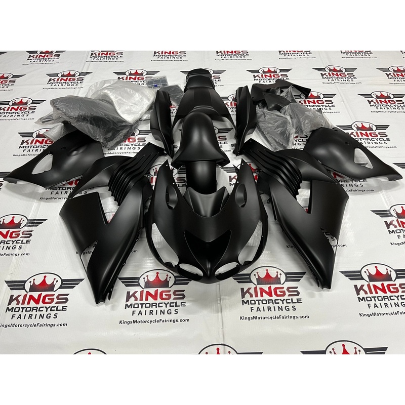 Fairing kit for a Kawasaki Ninja ZX14R (2006-2011) Matte Black Clear Windscreen: Free No Seat Cowl No Bolt Kit