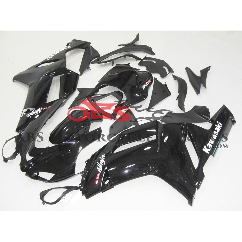Fairing kit for a Kawasaki Ninja ZX6R 636 (2007-2008) Black, White & Red Clear Windscreen: Free No Seat Cowl No Bolt Kit