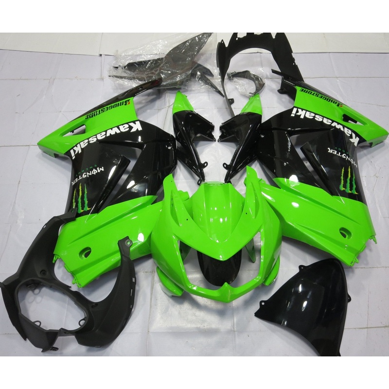 Fairings for Kawasaki Ninja 250R (2008-2013) Green, Black Monster No Seat Cowl No Bolt Kit No Tank