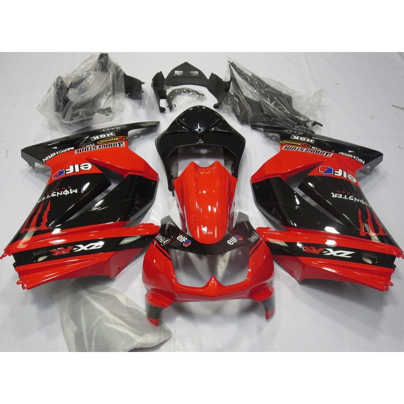 Fairings for Kawasaki Ninja 250R (2008-2013) Red, Black Monster No Seat Cowl No Bolt Kit No Tank
