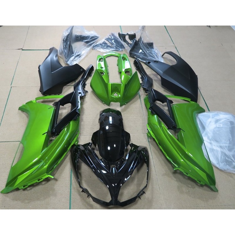 GREEN & BLACK FAIRING KIT FOR KAWASAKI ER6F 2012-2014 Clear (Injection Mold) Fairing Bolt Kit + $24.95