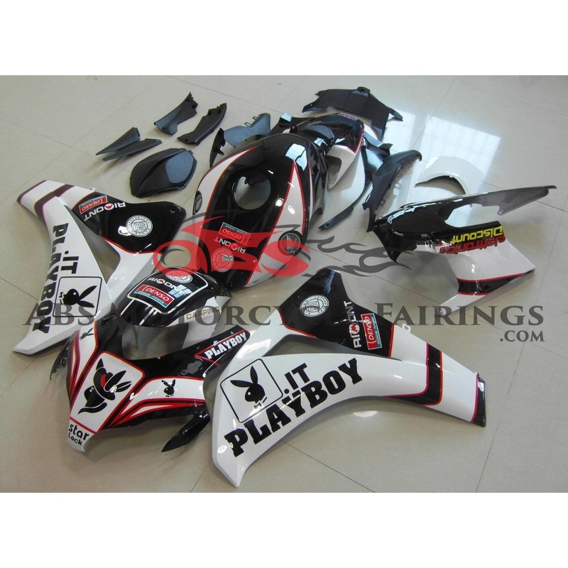 Honda CBR1000RR (2008-2011) Black, White & Red Playboy Fairings No Seat Cowl No Bolt Kit No Tank