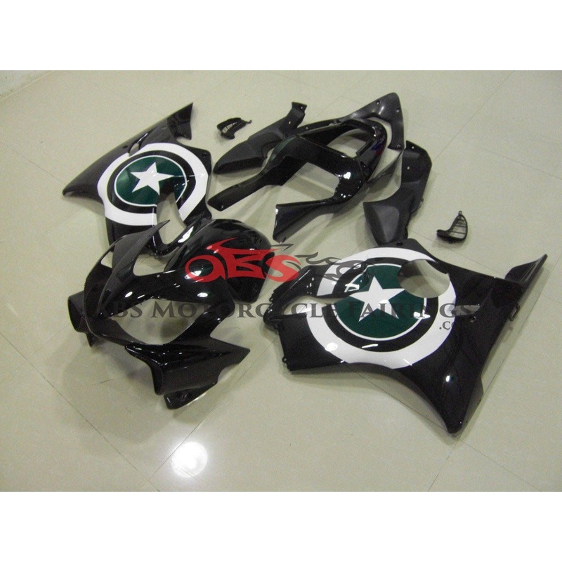 Honda CBR600F4i (2001-2003) Gloss Black Star Shield Fairings Clear Windscreen: Free No Bolt Kit No Tank