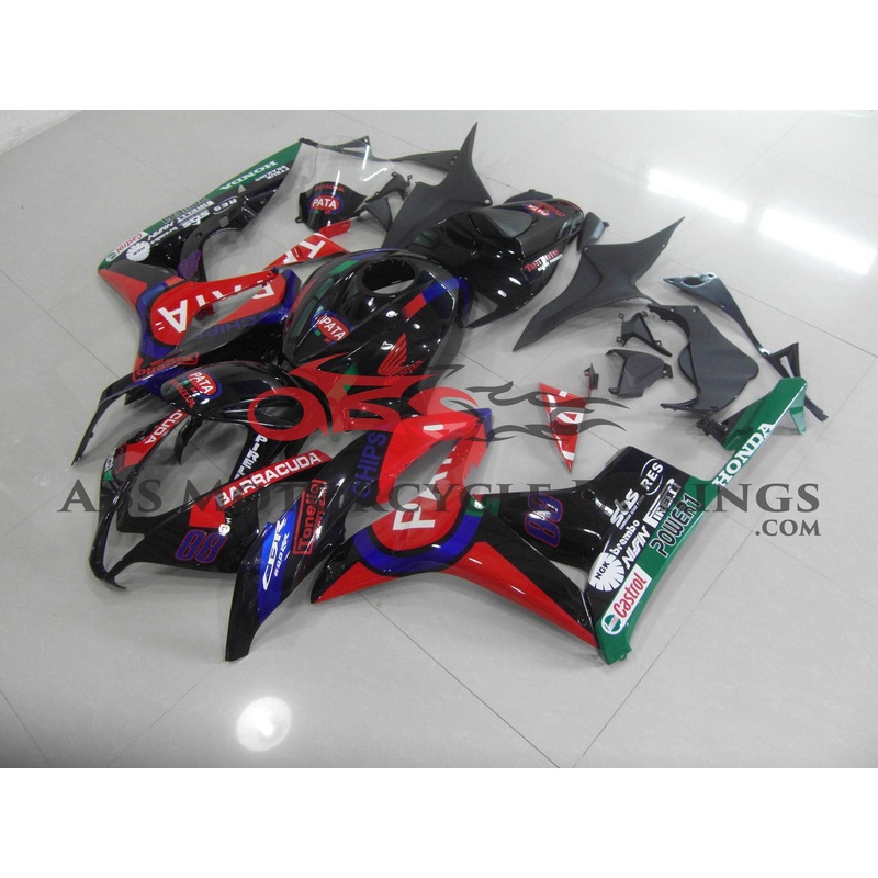 Honda CBR600RR (2007-2008) Black & Red Pata Race Fairings No Seat Cowl No Bolt Kit No Tank