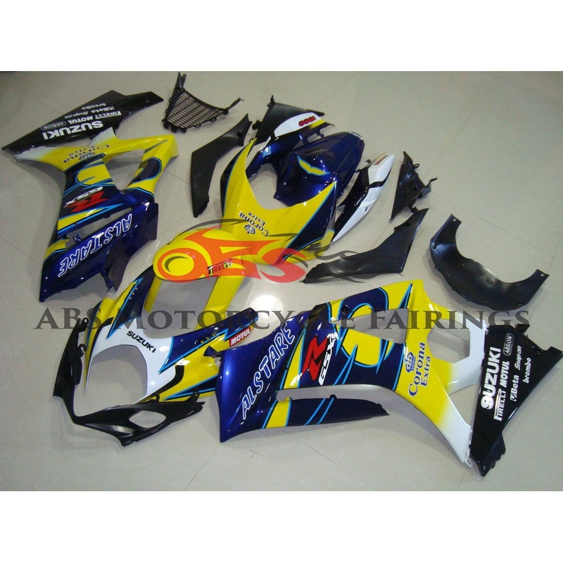 Suzuki GSXR1000 (2007-2008) Yellow & Blue Alstare Fairings No Seat Cowl No Bolt Kit No Tank