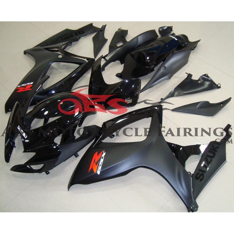 Suzuki GSXR600 (2006-2007) Gloss Black & Matte Black Fairings No Seat Cowl No Bolt Kit No Tank