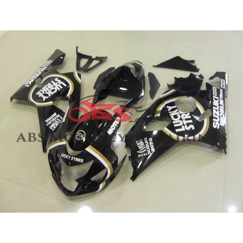 SUZUKI GSXR750 (2004-2005) BLACK LUCKY STRIKE FAIRINGS No Seat Cowl No Bolt Kit No Tank