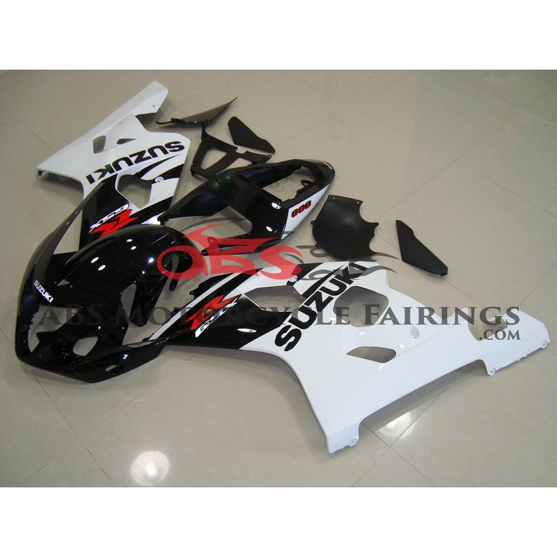 SUZUKI GSXR750 (2004-2005) BLACK & WHITE FAIRINGS No Seat Cowl No Bolt Kit No Tank