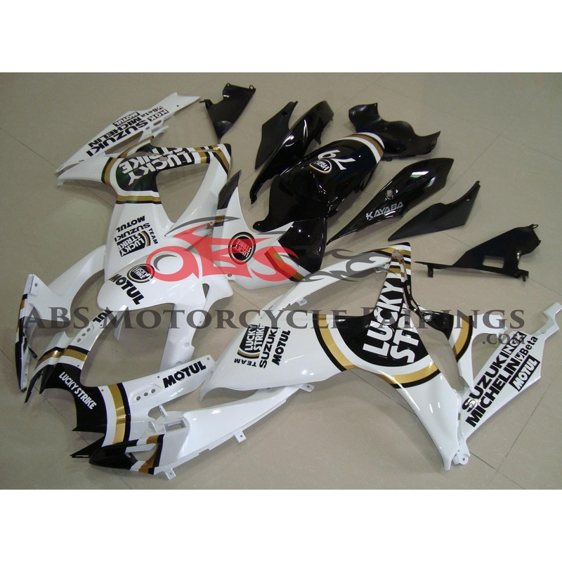 Suzuki GSXR750 (2006-2007) White & Black Lucky Strike Fairings No Seat Cowl No Bolt Kit No Tank