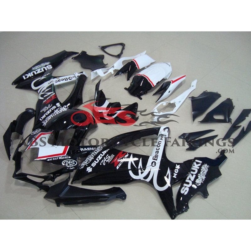 Suzuki GSXR750 (2008-2010) Black & White Beacon Fairings No Seat Cowl No Bolt Kit No Tank