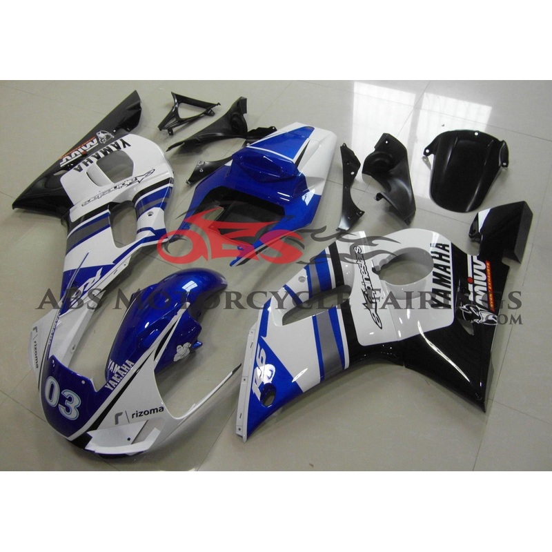 Yamaha YZF-R6 (1998-2002) Blue, White & Black Fairings Clear Windscreen: Free No Bolt Kit