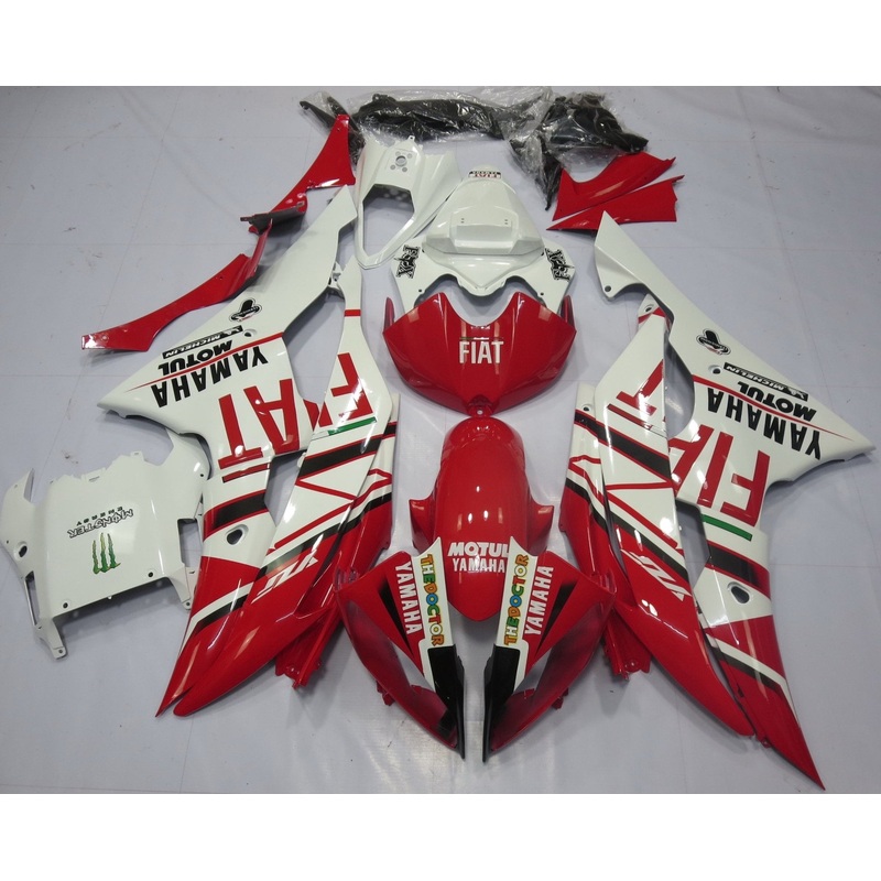 Yamaha YZF-R6 (2008-2016) Red & White FIAT Fairings No Seat Cowl No Bolt Kit No Tank