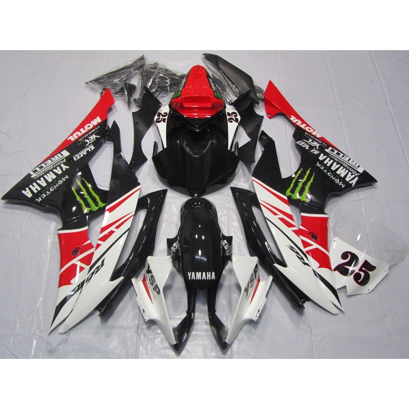 Yamaha YZF-R6 (2008-2016) White, Red, Black Monster Fairings No Seat Cowl No Bolt Kit No Tank