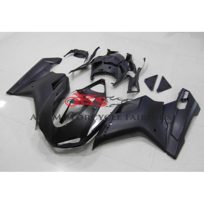 Ducati 1098 (2007-2012) Matte Black, Black Fairings Clear Windscreen: Free No Seat Cowl No Bolt Kit