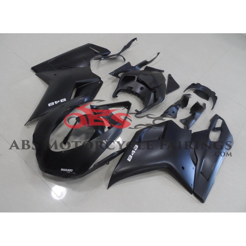 Ducati 1098 (2007-2012) Matte Black & White Fairings Clear Windscreen: Free No Seat Cowl No Bolt Kit