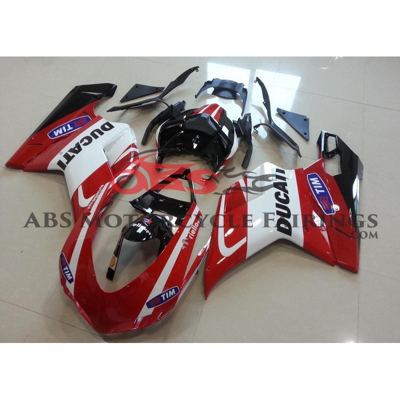 Ducati 1098 (2007-2012) Red, White, Black Tim Fairings Clear Windscreen: Free No Seat Cowl No Bolt Kit