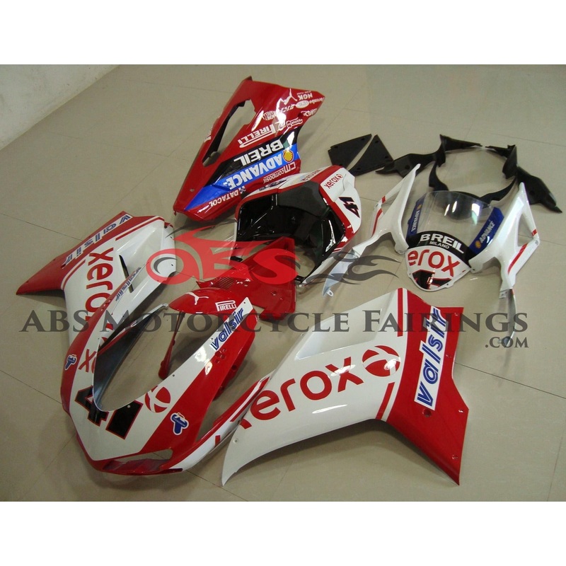 Ducati 1098 (2007-2012) Red, White & Black Xerox #41 Fairings Clear Windscreen: Free No Seat Cowl No Bolt Kit
