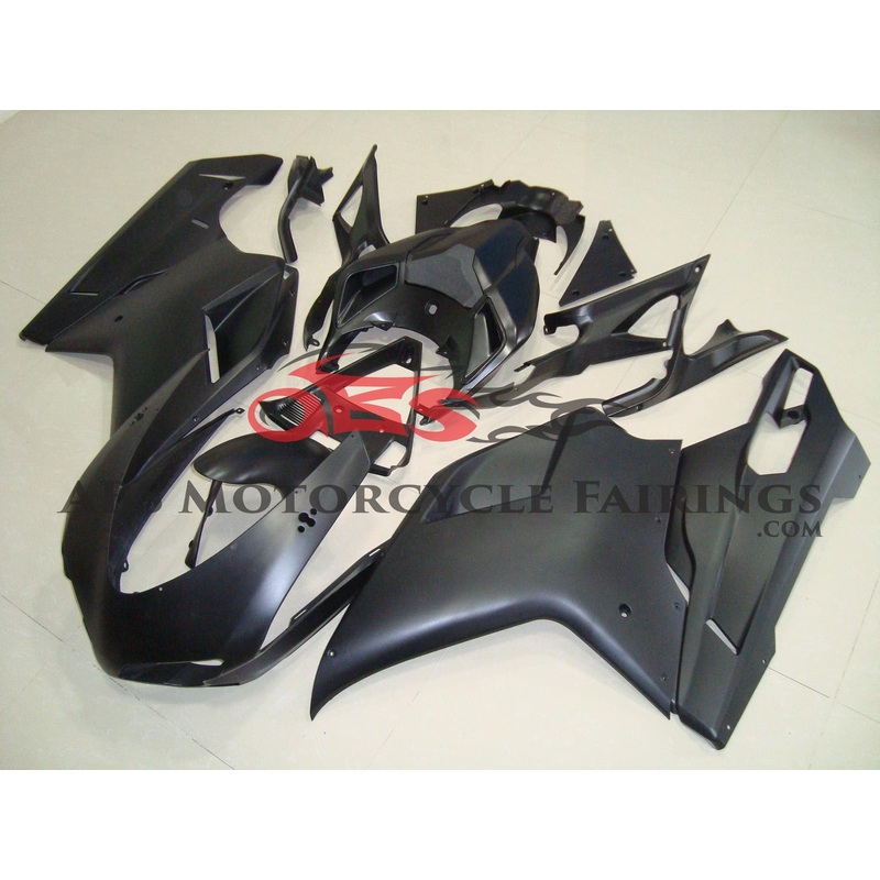 Ducati 1198 (2007-2012) Matte Black Fairings Clear Windscreen: Free No Seat Cowl No Bolt Kit