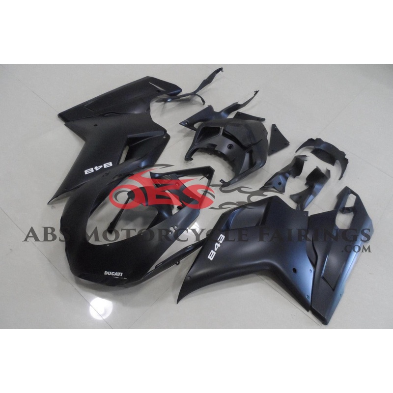 Ducati 1198 (2007-2012) Matte Black & White Fairings Clear Windscreen: Free No Seat Cowl No Bolt Kit