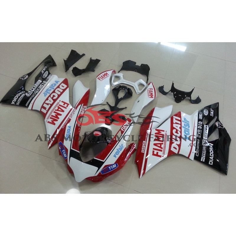 Ducati 1199 (2011-2014) Red, White FIAMM Fairings No Tank No Seat Cowl No Bolt Kit