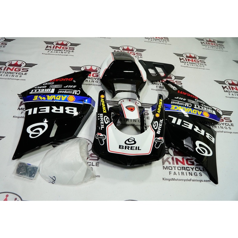 Ducati 748 (1994-2003) Black, White Breil Fairings Clear Windscreen: Free No Bolt Kit