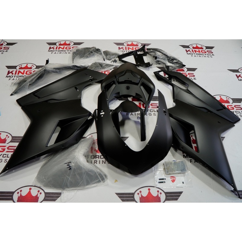 Ducati 848 (2007-2014) Matte Black Fairings Clear Windscreen: Free No Seat Cowl No Bolt Kit