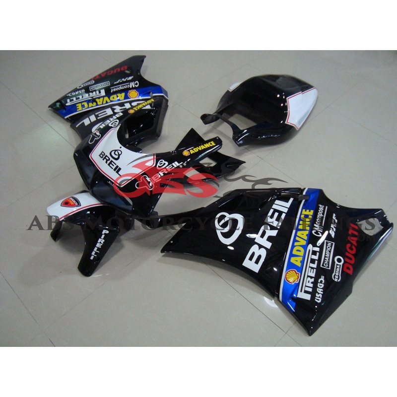 Ducati 916 (1994-1999) Black & White Breil Fairings Clear Windscreen: Free No Bolt Kit