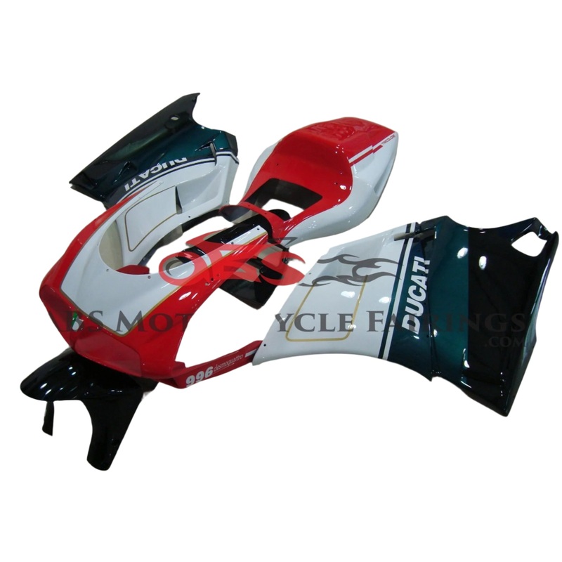 Ducati 916 (1994-1999) White, Red, Green, Black, Gold Fairings Clear Windscreen: Free No Bolt Kit