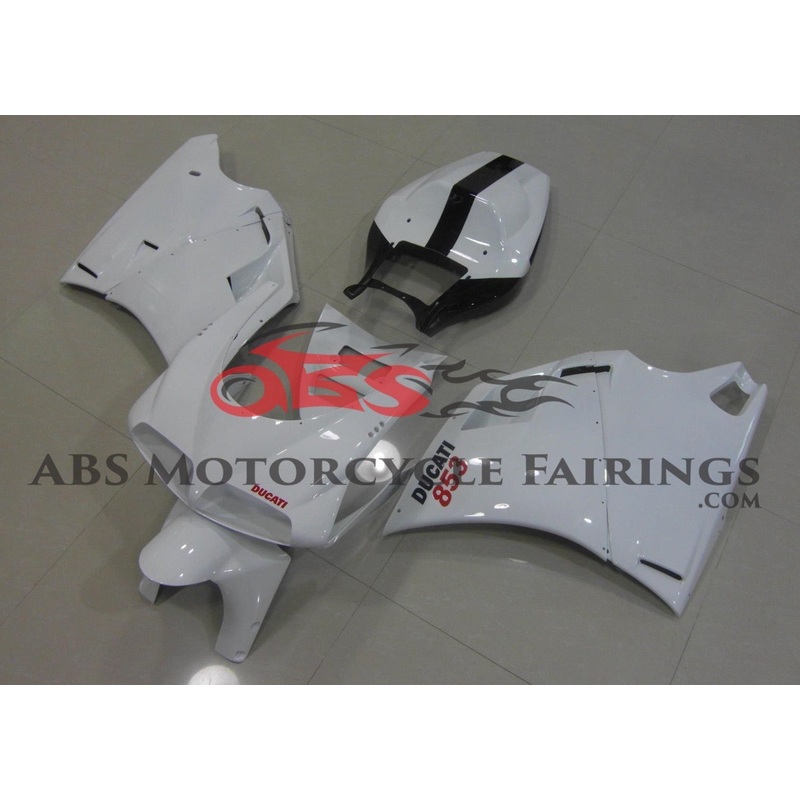 Ducati 998 (2002-2003) White, Black & Red Fairings Clear Windscreen: Free No Bolt Kit