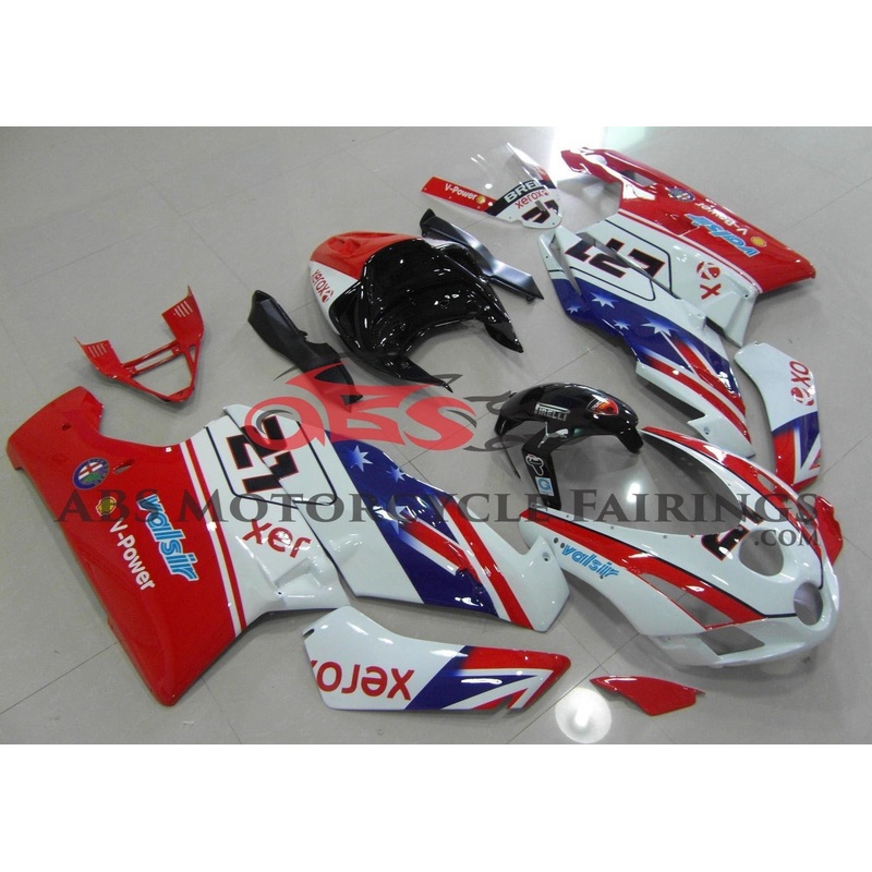 Ducati 999 (2003-2004) Red, White, Blue & Black #21 Fairings Clear Windscreen: Free No Seat Cowl No Bolt Kit