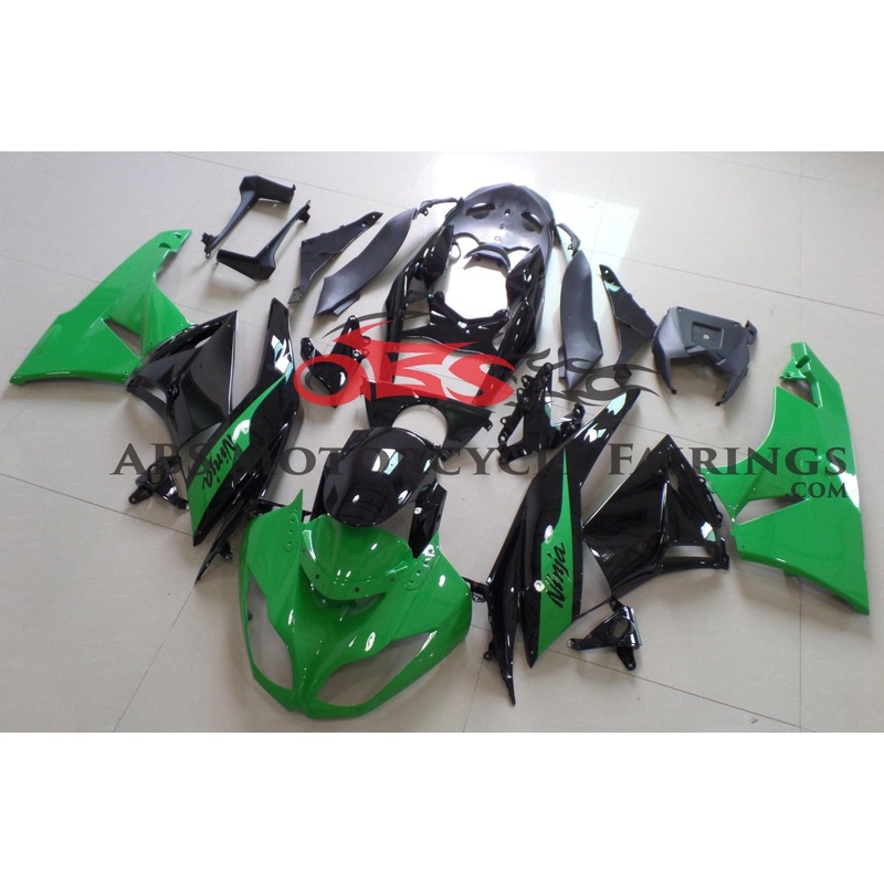 Fairing kit for a Kawasaki Ninja ZX6R 636 (2009-2012) Green, Black Clear Windscreen: Free No Seat Cowl No Bolt Kit