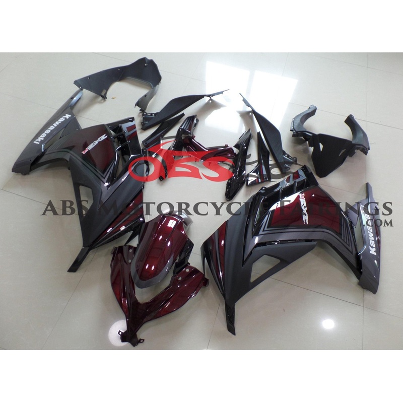 Fairings for Kawasaki Ninja 300 (2013-2024) Burgundy Red, Gray, Black No Tank No Seat Cowl No Bolt Kit