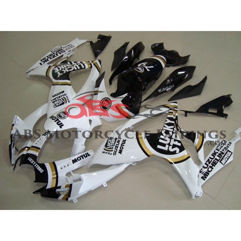 Suzuki GSXR600 (2006-2007) White & Black Lucky Strike Fairings No Seat Cowl No Bolt Kit No Tank