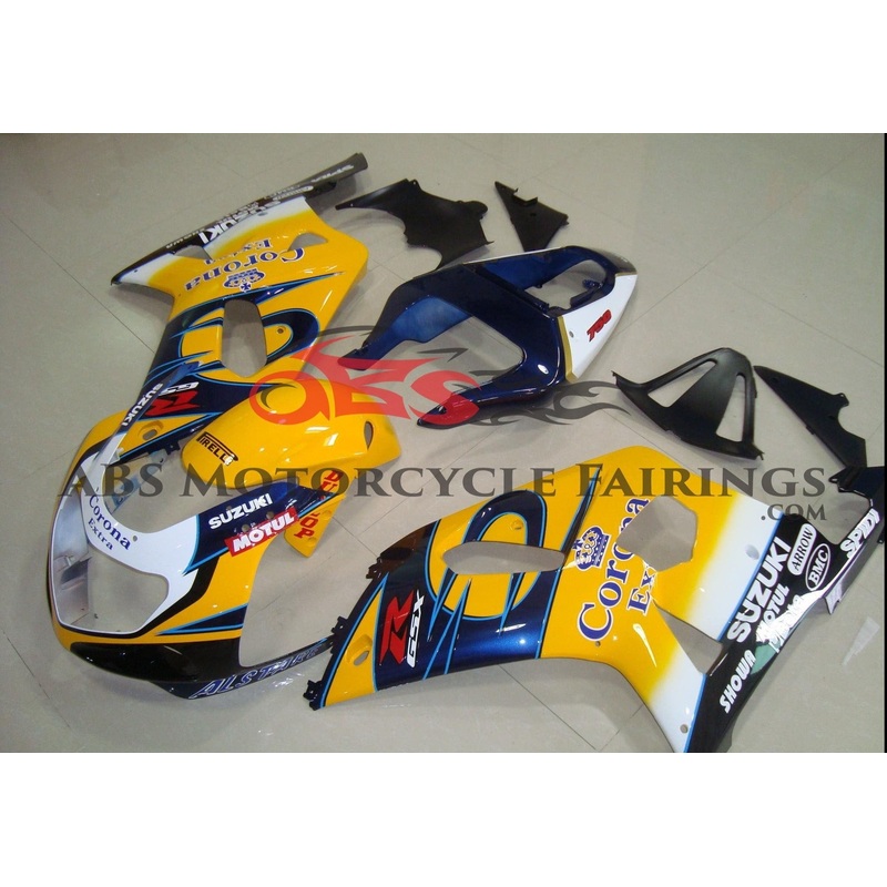 SUZUKI GSXR750 (2000-2003) YELLOW, DARK BLUE & WHITE CORONA FAIRINGS No Seat Cowl No Bolt Kit No Tank