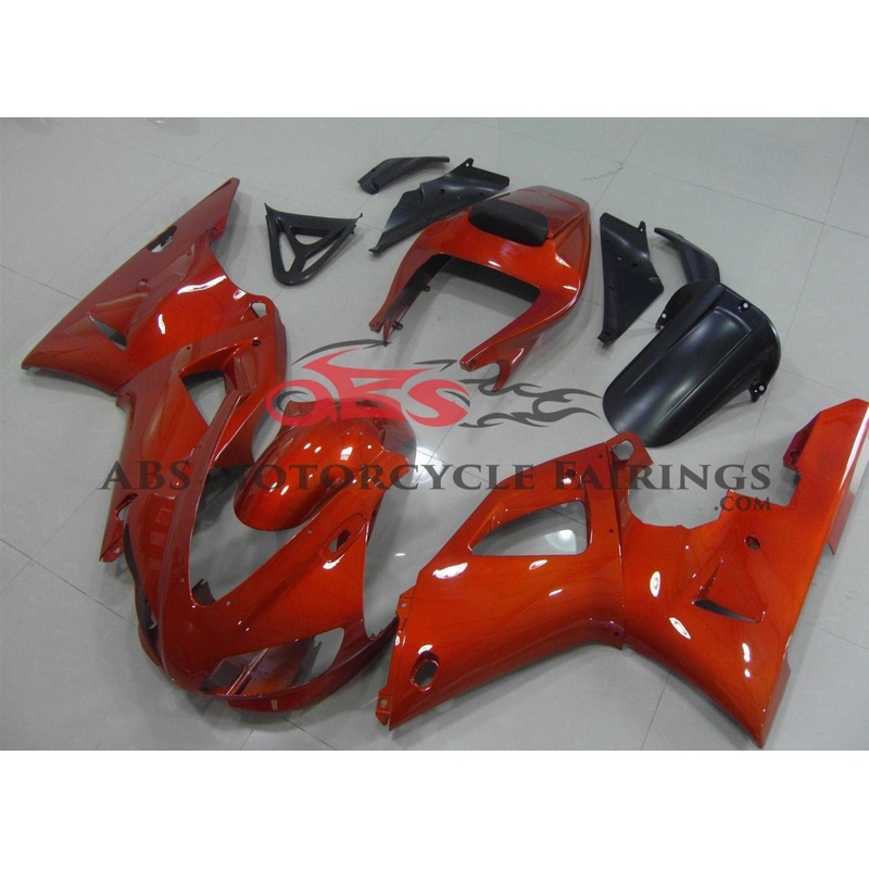 Yamaha YZF-R1 (1998-1999) Dark Orange Fairings Clear Windscreen: Free No Seat Cowl No Bolt Kit