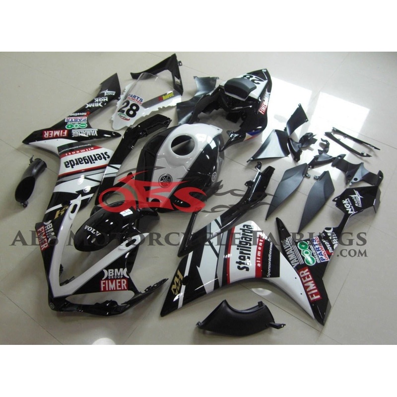 Yamaha YZF-R1 (2007-2008) Black & White Sterilgarda #28 Fairings No Seat Cowl No Bolt Kit No Tank