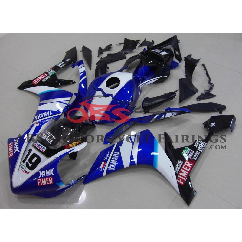 Yamaha YZF-R1 (2007-2008) Blue, White & Black #19 Fairings No Seat Cowl No Bolt Kit No Tank