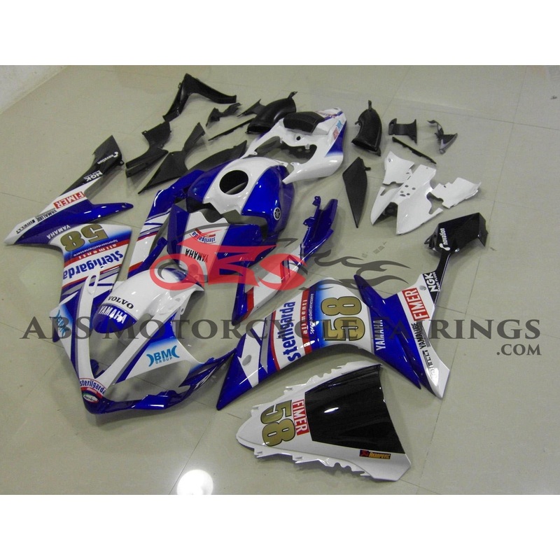 Yamaha YZF-R1 (2007-2008) Blue & White Sterilgarda #58 Fairings No Seat Cowl No Bolt Kit No Tank