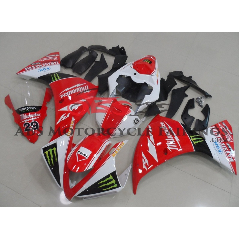 Yamaha YZF-R1 (2012-2014) Red, White, Black Monster Fairings No Seat Cowl No Bolt Kit No Tank