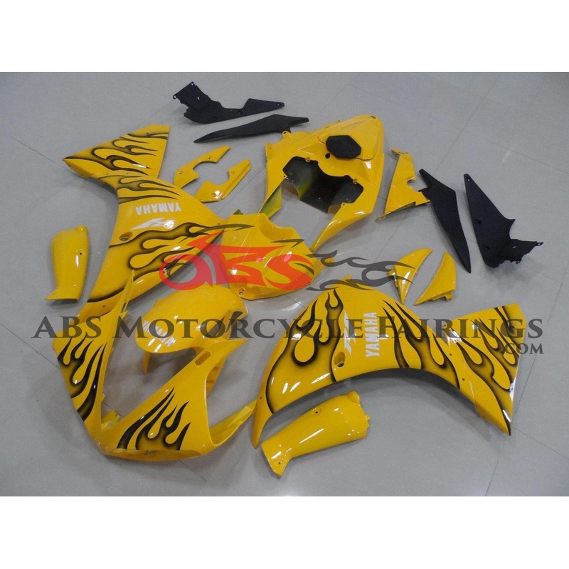 Yamaha YZF-R1 (2012-2014) Yellow & Black Flame Fairings No Seat Cowl No Bolt Kit No Tank