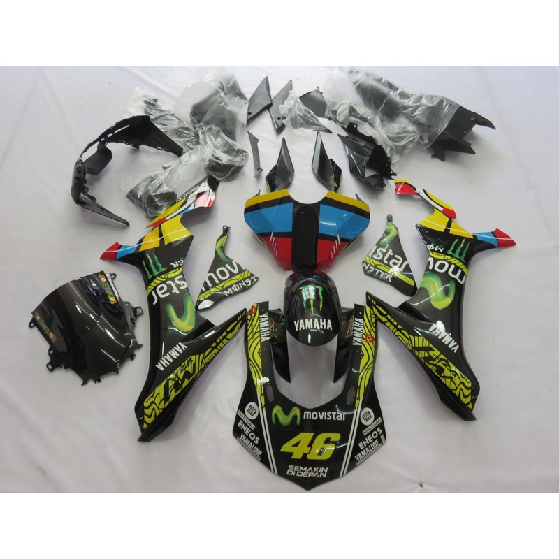 Yamaha YZF-R1 (2015-2019) Black Movistar #46 Fairings No Seat Cowl No Bolt Kit No Tank