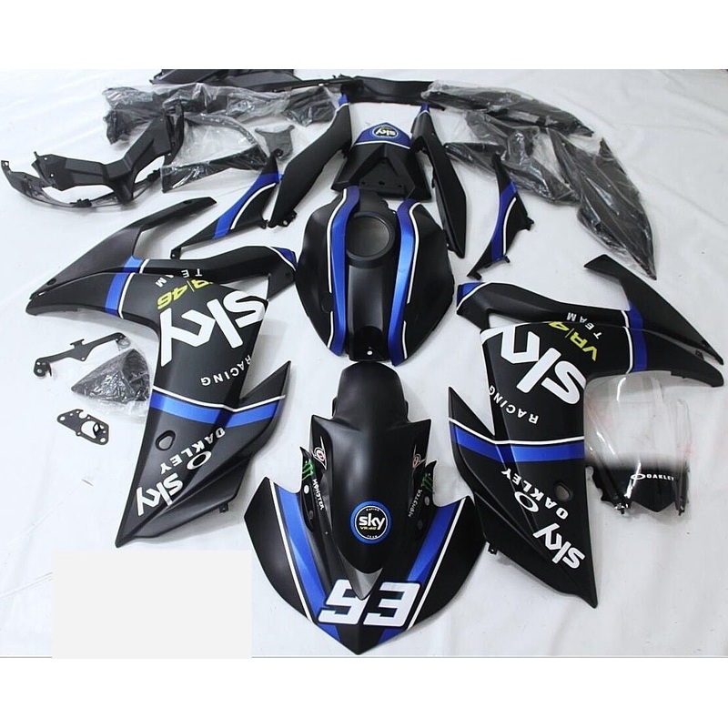 Yamaha YZF-R3 (2015-2018) Matte Black, Matte Blue & Matte White Sky Fairings No Seat Cowl No Bolt Kit No Tank Cover