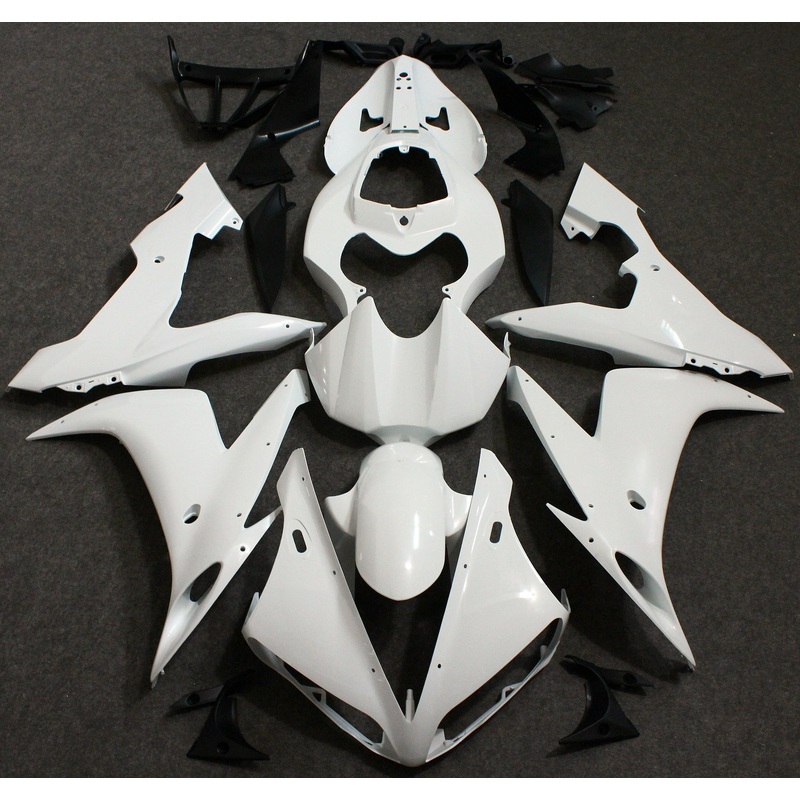 Yamaha YZF-R6 (2005) White Fairings Clear Windscreen: Free No Seat Cowl No Bolt Kit