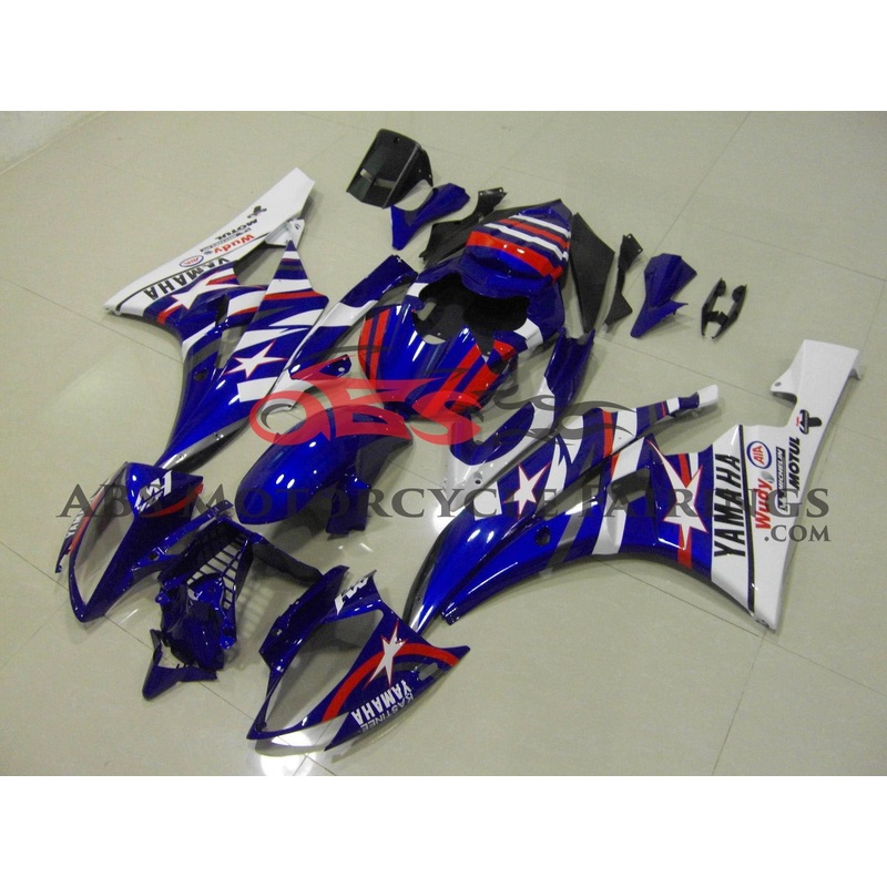 Yamaha YZF-R6 (2006-2007) Blue, Red & White Star Fairings No Seat Cowl No Bolt Kit No Tank