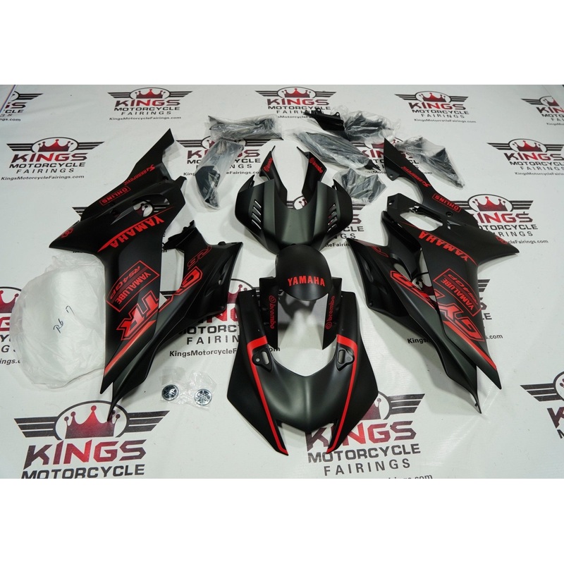 YAMAHA YZF-R6 (2017-2022) Matte Black, Matte Red Fairings No Seat Cowl No Bolt Kit No Tank